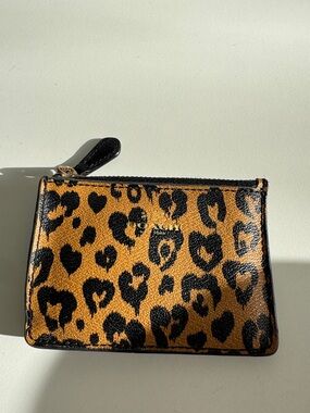 Coach Leopard-Print Zip Card Wallet - Black & Brown